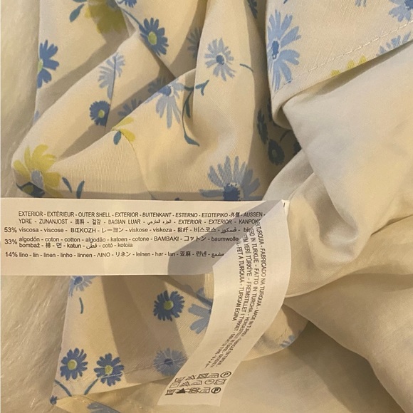 Zara NEW Multicolor Floral Linen Blend Adjustable Straps Mini Dress Size XS - Picture 9 of 13